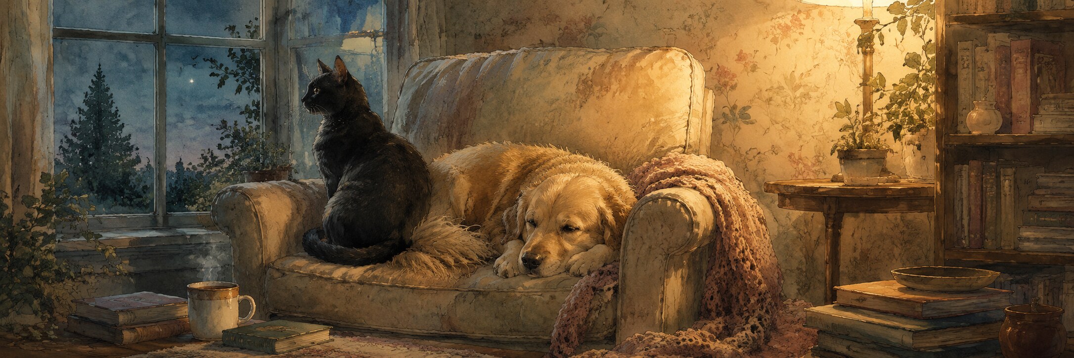Black Cat and Golden Retriever Couples cover
